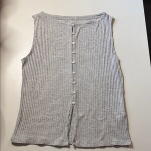 Abercrombie Ribbed Modal Button Front Tank Top Light Heather Gray Size Small
